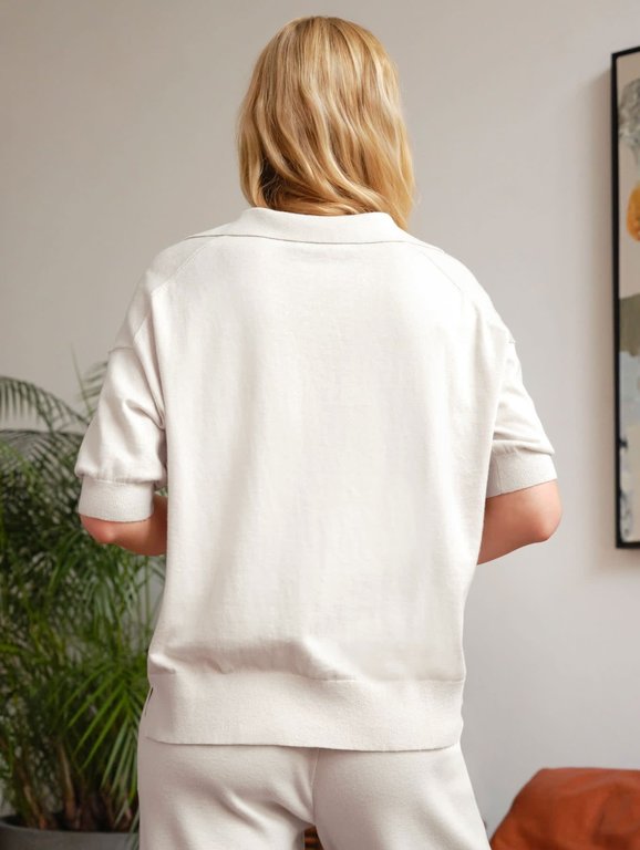 WHITE + WARREN WHITE + WARREN Cotton Cashmere Polo Top