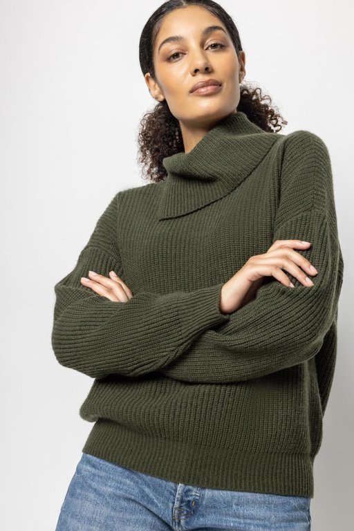 LILLA P LILLA P Cashmere Blend Folded Collar Pullover Sweater, PA1994