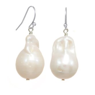 MARGO MORRISON Fifth Avenue White Baroque Pearl French Hook Earrings