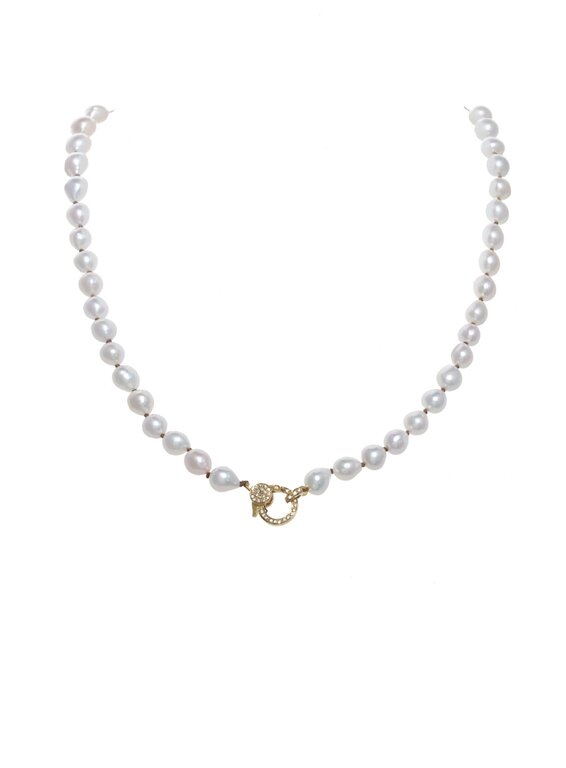 MARGO MORRISON MARGO MORRISON White Baroque Pearl and Diamond Necklace