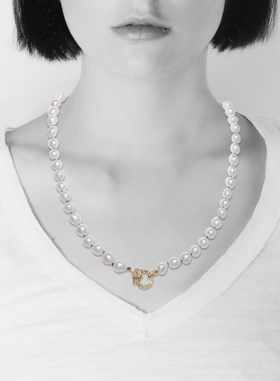 MARGO MORRISON MARGO MORRISON White Baroque Pearl and Diamond Necklace