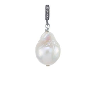MARGO MORRISON Small White Baroque Pearl and Diamond Charm