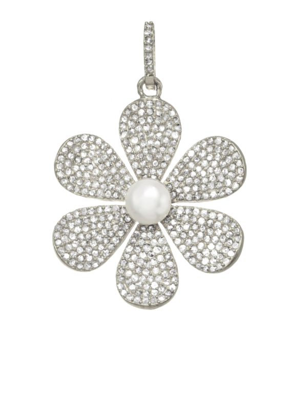 MARGO MORRISON Sterling Silver, Pearl and Diamond Flower Charm