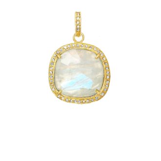 MARGO MORRISON Rainbow Moonstone and Diamond Charm