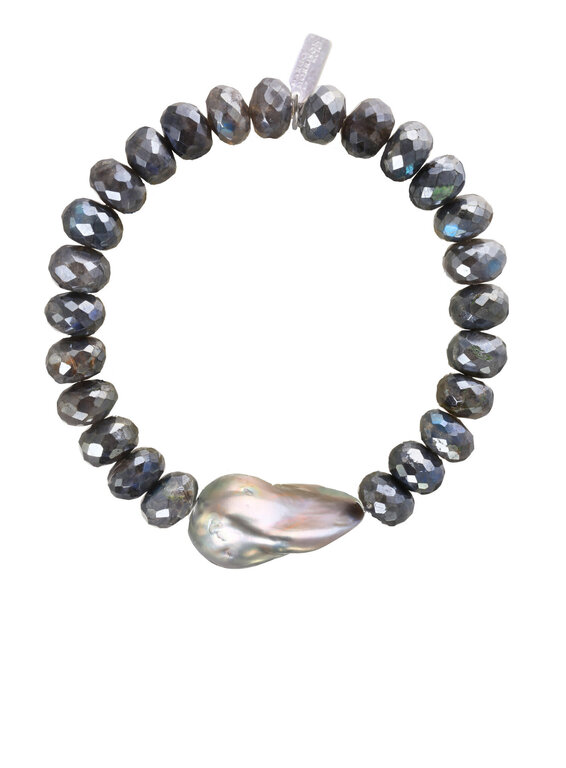 MARGO MORRISON MARGO MORRISON Labradorite and Pearl Stretch Bracelet