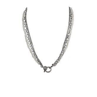 MARGO MORRISON Silver/Rhodium Chain Combo with Diamond Clasp