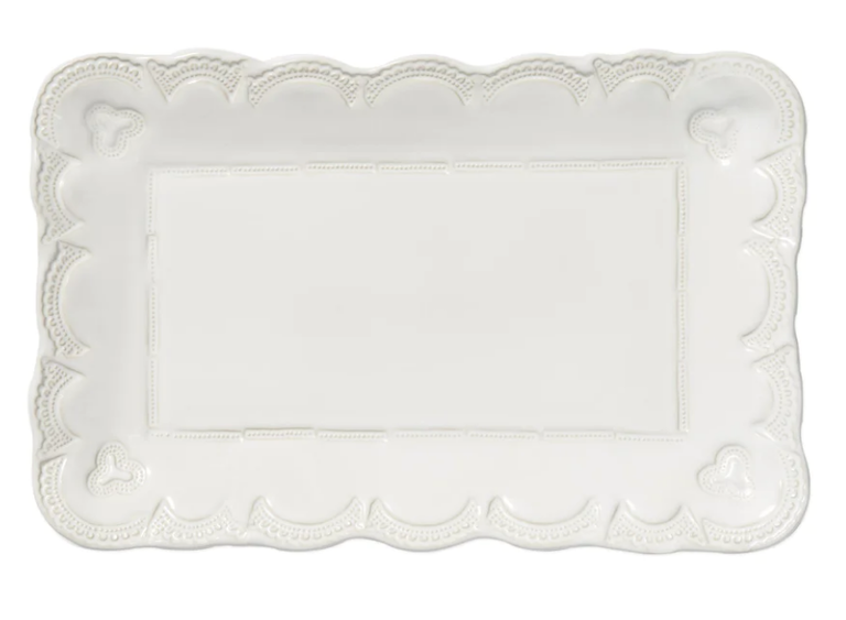 VIETRI VIETRI Incanto Stoneware White Lace Small Rectangular Platter