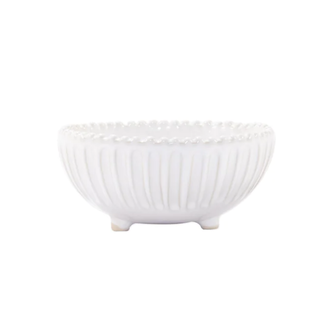 VIETRI Incanto Stoneware White Stripe Footed Bowl