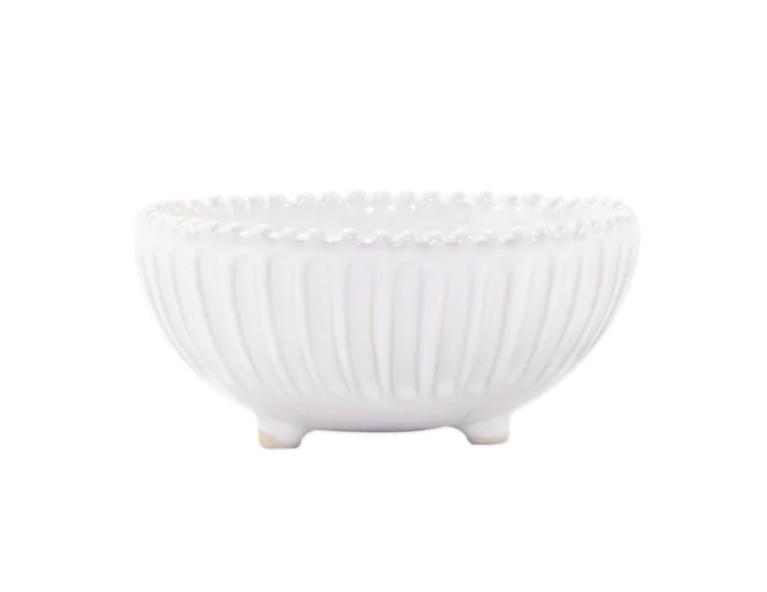VIETRI VIETRI IIncanto Stoneware White Stripe Footed Bowl