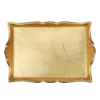 VIETRI Florentine Gold Wood Handled Medium Rectangle Tray