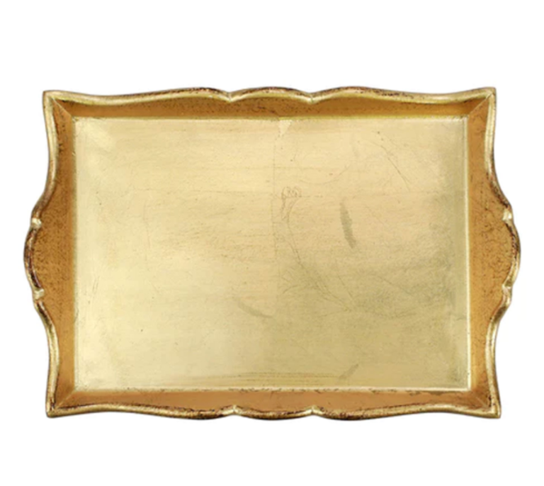 VIETRI VIETRI Florentine Gold Wood Handled Medium Rectangle Tray