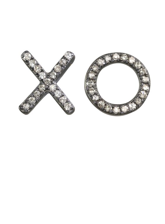 MARGO MORRISON MARGO MORRISON Sterling Silver, Pave Diamond X and O Earrings