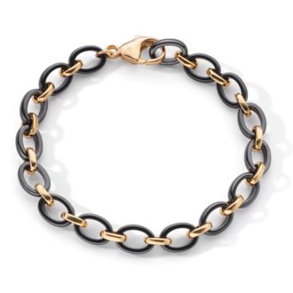 MONICA RICH KOSANN Audrey Link Bracelet with Black Ceramic Links