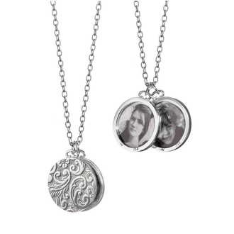 MONICA RICH KOSANN Round Floral Half-Locket Necklace