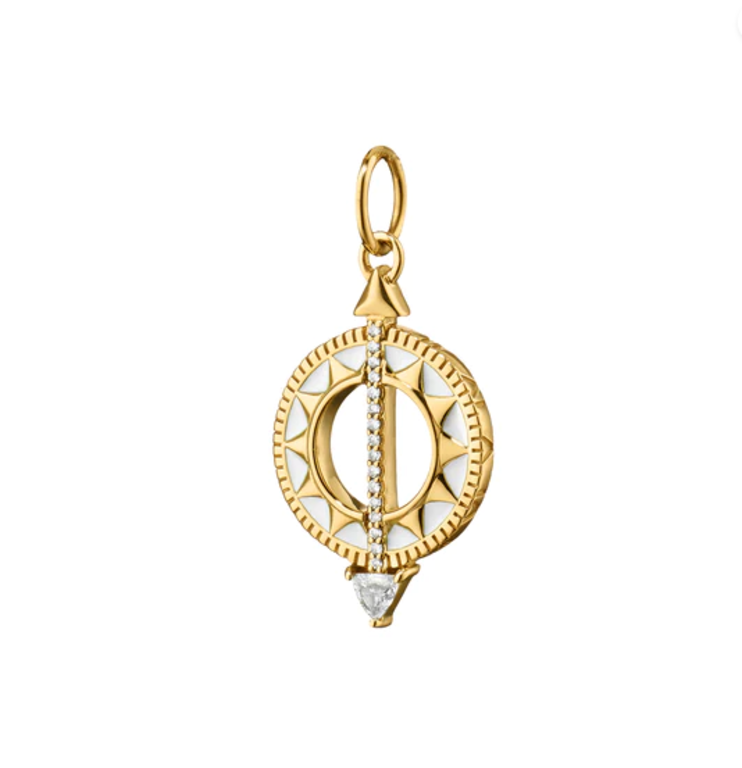 MONICA RICH KOSANN MONICA RICH KOSANN 18k Gold, Enamel and Diamond Sundial Charm