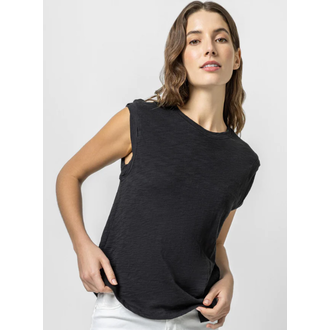 LILLA P Twisted Binding Loose Knit Slub Crewneck Tank