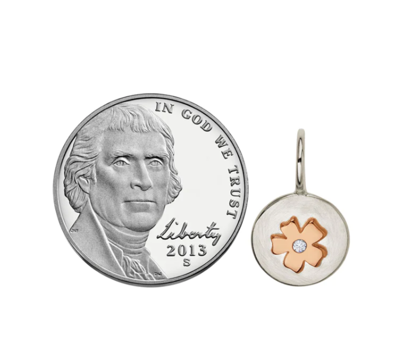 HEATHER B. MOORE Sterling Silver, 14k Gold and Diamond Cherry Blossom Charm