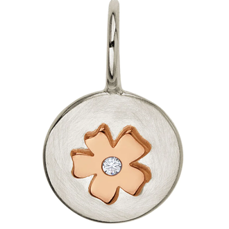 Sterling Silver, 14k Gold and Diamond Cherry Blossom Charm