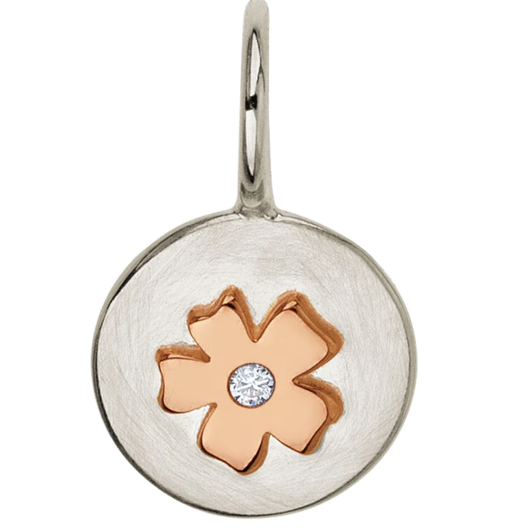 HEATHER B. MOORE Sterling Silver, 14k Gold and Diamond Cherry Blossom Charm