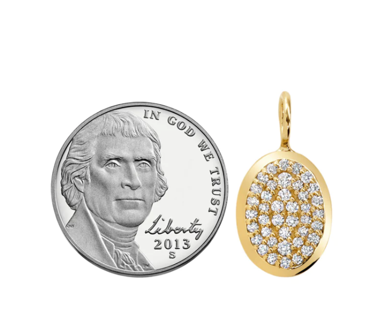 HEATHER B. MOORE HEATHER B. MOORE 14k Gold Mini Pave Diamond Oval Charm
