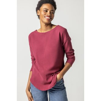 LILLA P Textured Waffle Boatneck Top