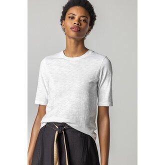 LILLA P Loose Knit Slub Elbow Sleeve Crew Tee Shirt