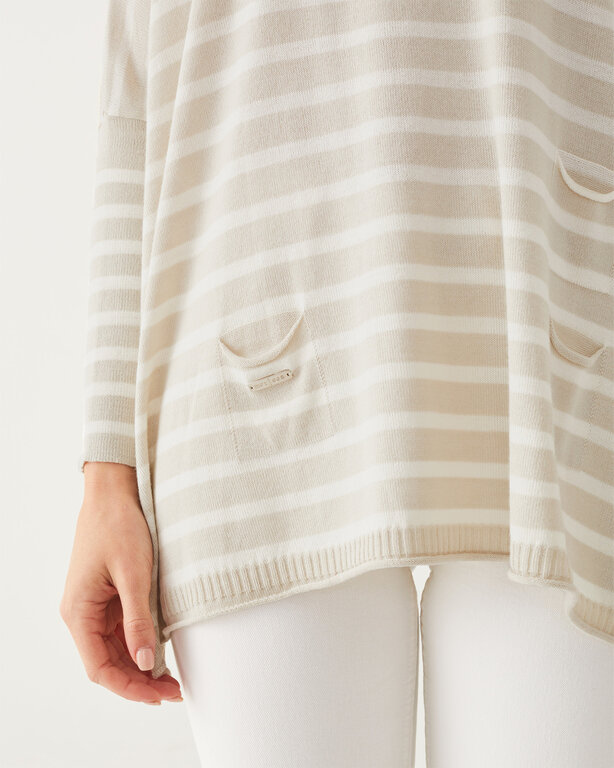 MER-SEA MER-SEA Catalina Stripe Sweater- Sand & White Stripe