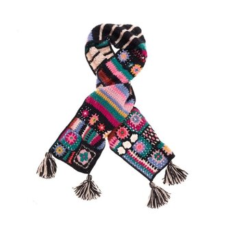 FRENCH KNOT Woodstock Crochet Scarf, Black/Multi