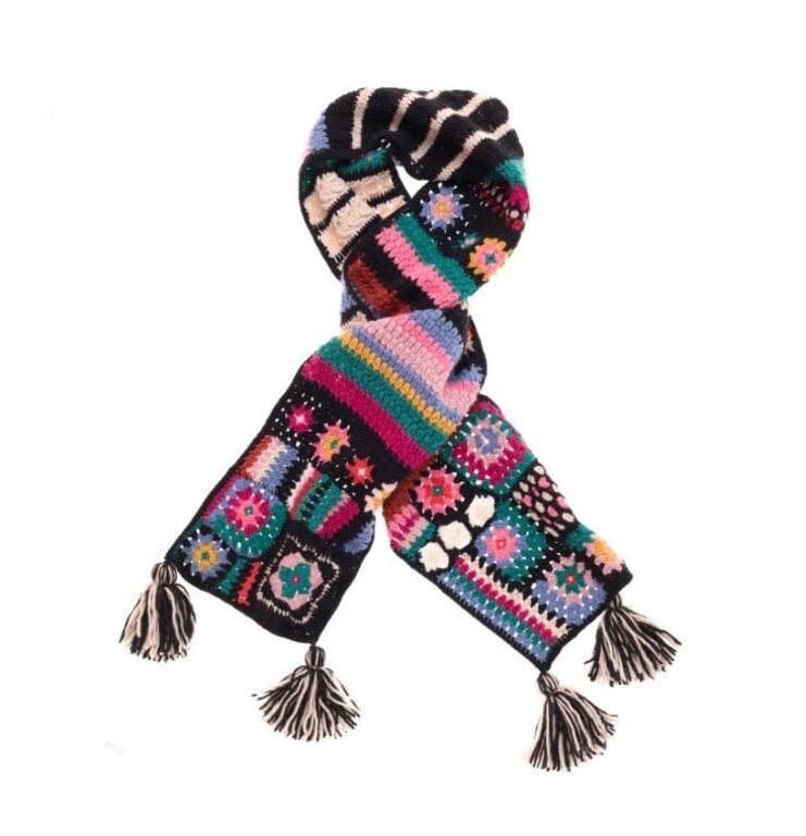 FRENCH KNOT FRENCH KNOT Woodstock Crochet Scarf, Black/Multi