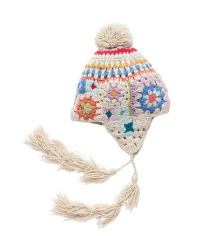 FRENCH KNOT FRENCH KNOT Woodstock Crochet Earflap Hat, Natural