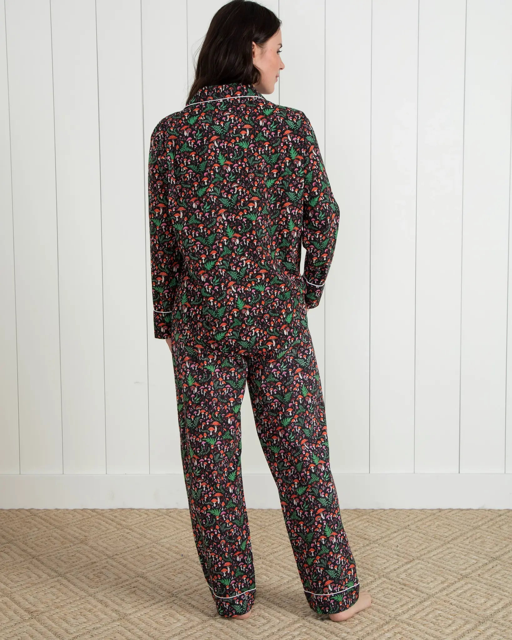 PRINTFRESH Toadstools Long Sleep Set, Ink, PJ07TD-INK