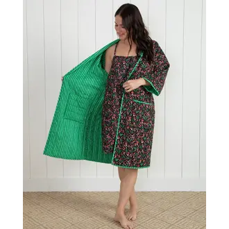 PRINTFRESH Toadstools Reversible Quilted Robe, Ink