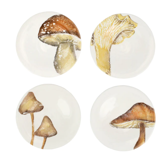 VIETRI Autunn  Assorted Mushroom Canape Plates, Set of 4