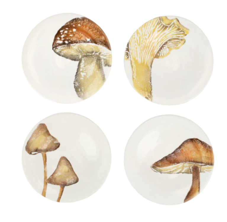 VIETRI VIETRI Autunn  Assorted Mushroom Canape Plates, Set of 4