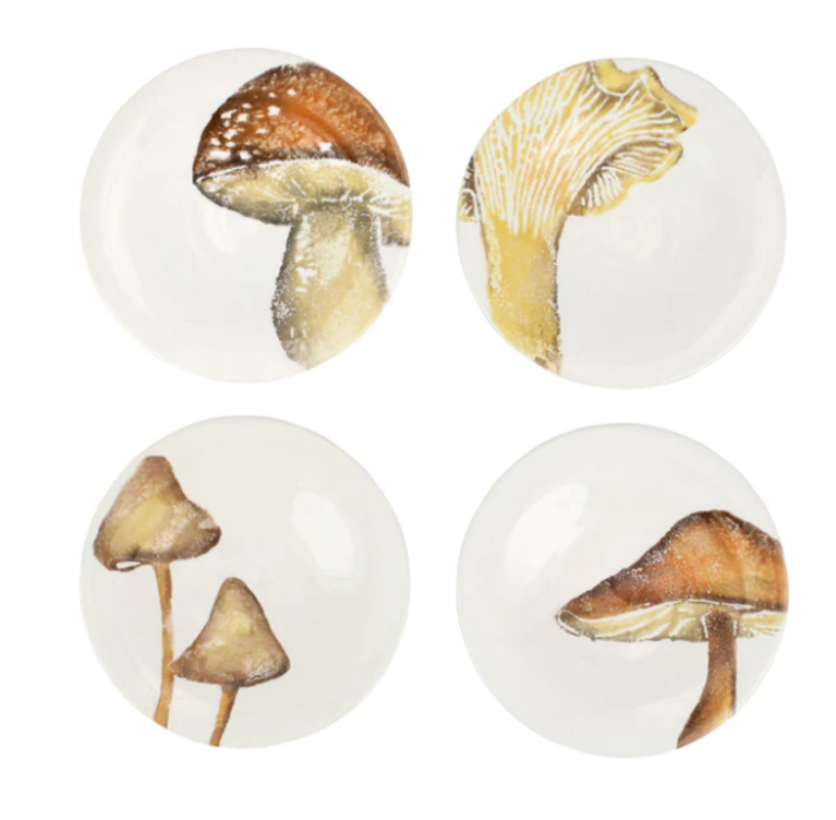VIETRI VIETRI Autunno  Assorted Mushroom Canape Plates, Set of 4
