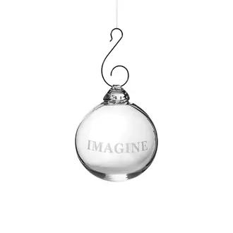 SIMON PEARCE Engraved Imagine Round Ornament in Gift Box