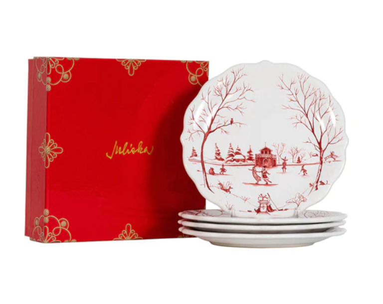 JULISKA Country Estate Winter Frolic Party Plates Set/4