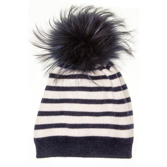 LINDA RICHARDS Striped Fold Over Hat