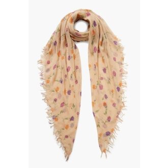 CHAN LUU Cream Print Cashmere, Silk Scarf