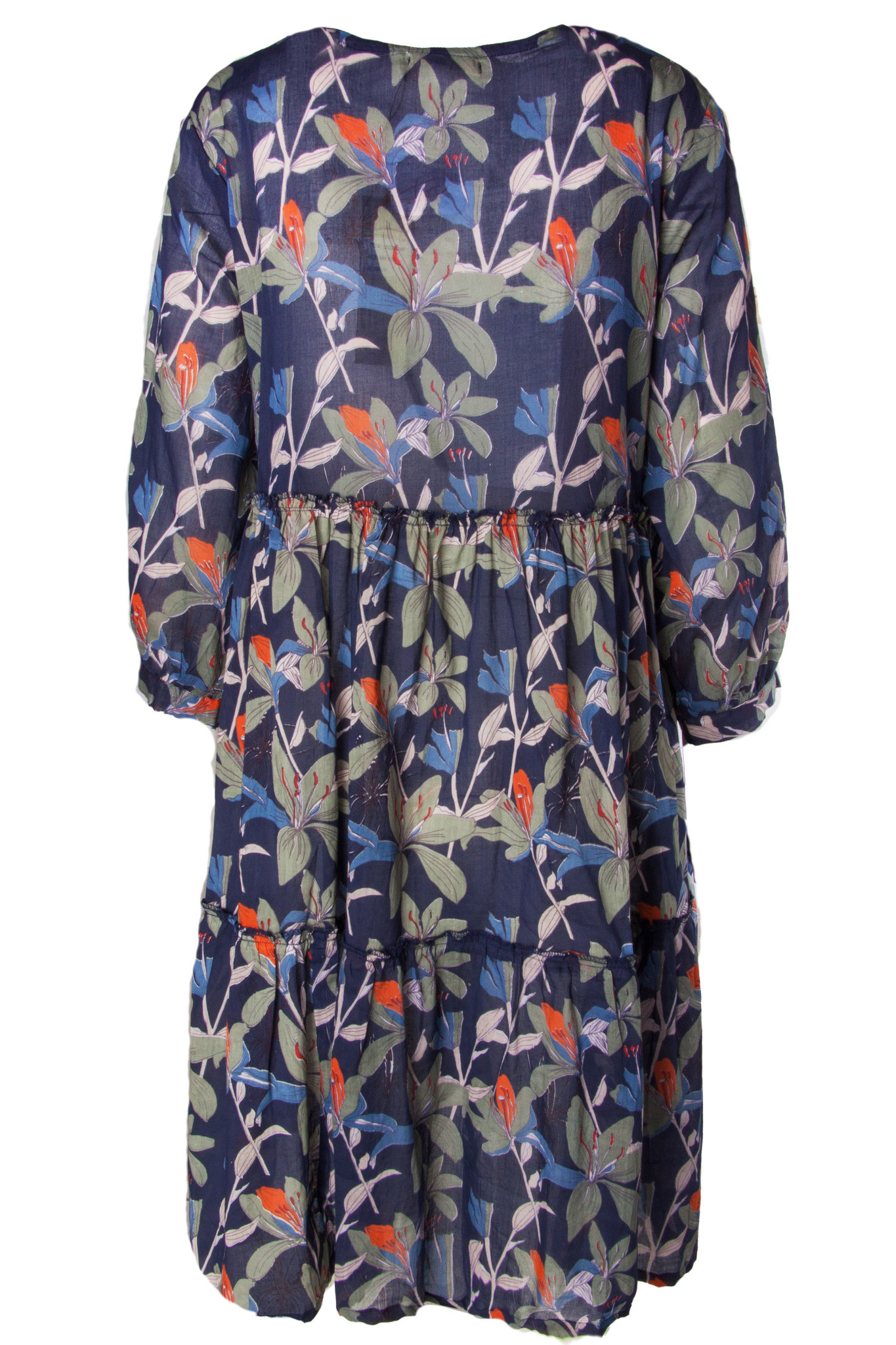 Dolma Cotton Long Tunic Dress Navy