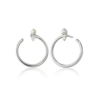 MONICA RICH KOSANN Large Galaxy Wrap Hoop Earrings with Pearl and White Saphire