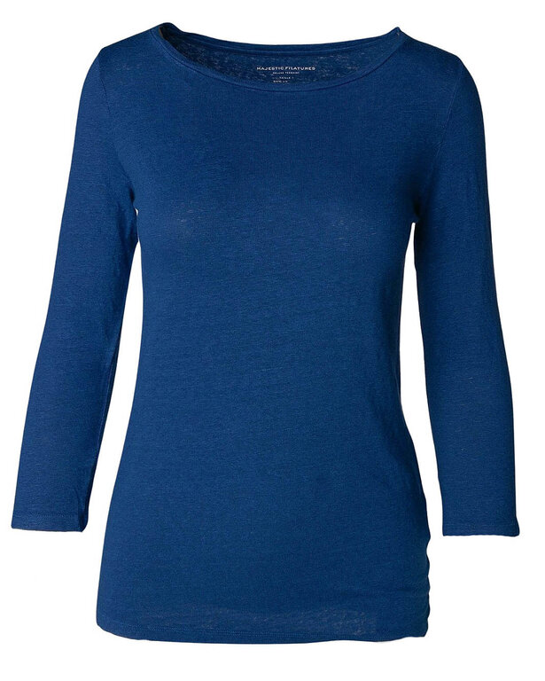 MAJESTIC MAJESTIC Stretch Linen 3/4 Sleeve Boatneck