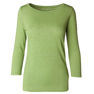 MAJESTIC Stretch Linen 3/4 Sleeve Boatneck