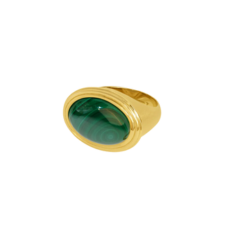 DEAN DAVIDSON 22k Gold Plate, Malachite Forme Gemstone Statement Ring
