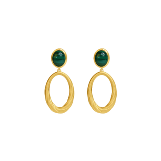 DEAN DAVIDSON 22k Gold Plate and Malachite Forme Drop Earrings