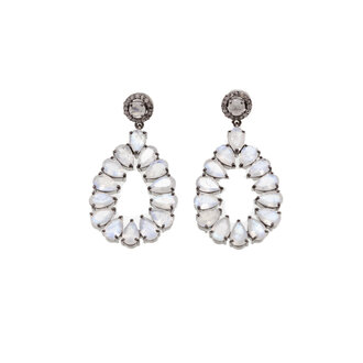 JMNYC DESIGNS Rainbow Moonstone With Diamond Earrings