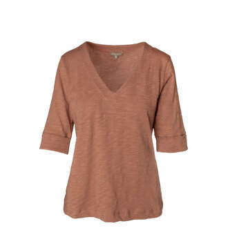 LILLA P Elbow Sleeve V Neck Tee