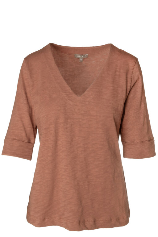 LILLA P LILLA P Elbow Sleeve V Neck Tee