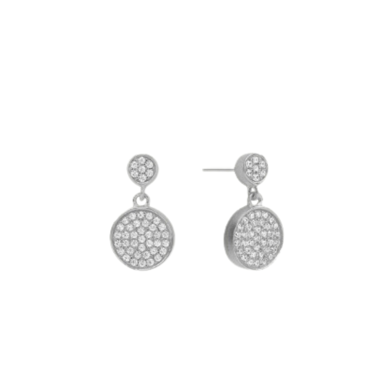 DEAN DAVIDSON DEAN DAVIDSON White Topaz, Brushed Palladium Pave Droplet Earrings