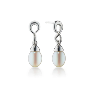 MONICA RICH KOSANN Sterling Silver Drop Pearl Twisted Infinity Earrings